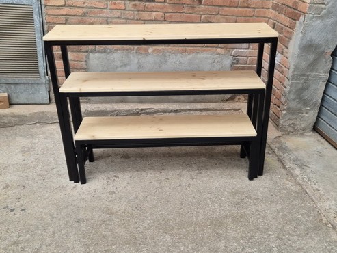 banco mesa madera auxiliar estanteria modulos 94x126x30.5 64x118x30.5 33.5x110x30 2u